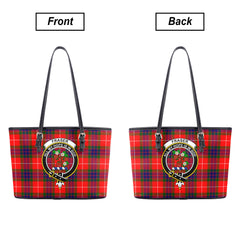 Fraser Tartan Crest Leather Tote Bag