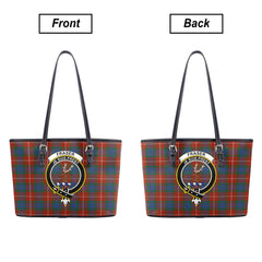 Fraser (of Lovat) Ancient Tartan Crest Leather Tote Bag