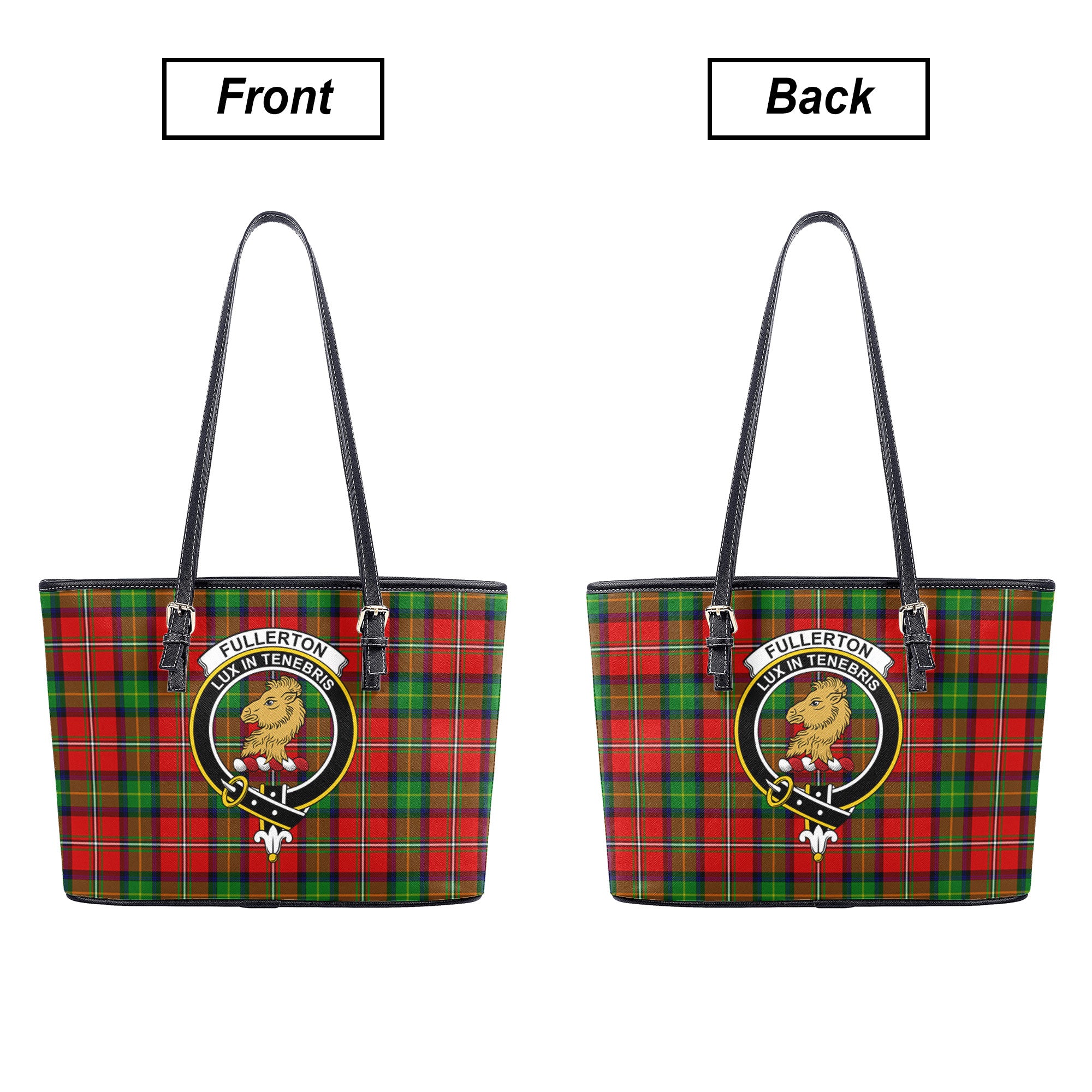 Fullerton Tartan Crest Leather Tote Bag