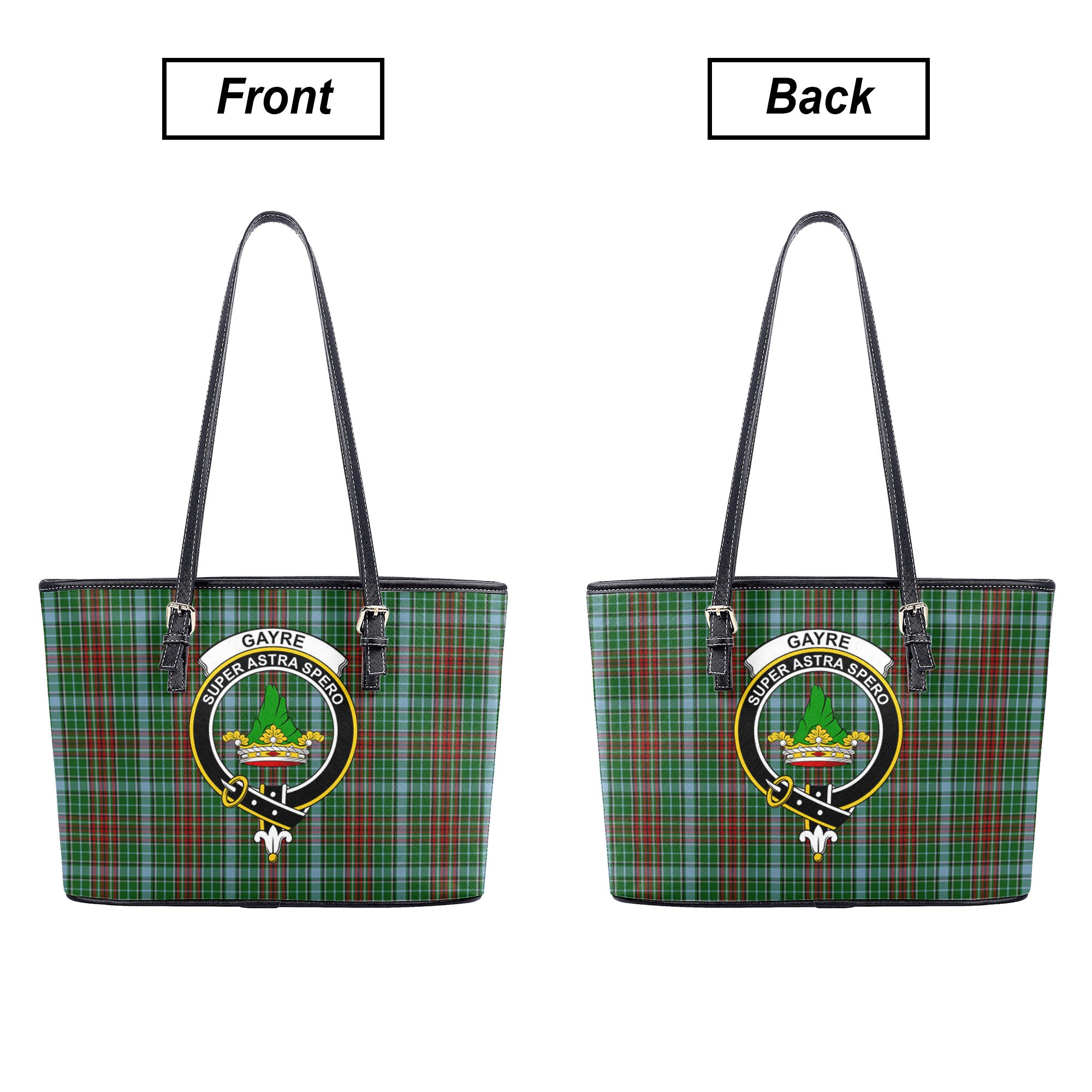 Gayre Tartan Crest Leather Tote Bag