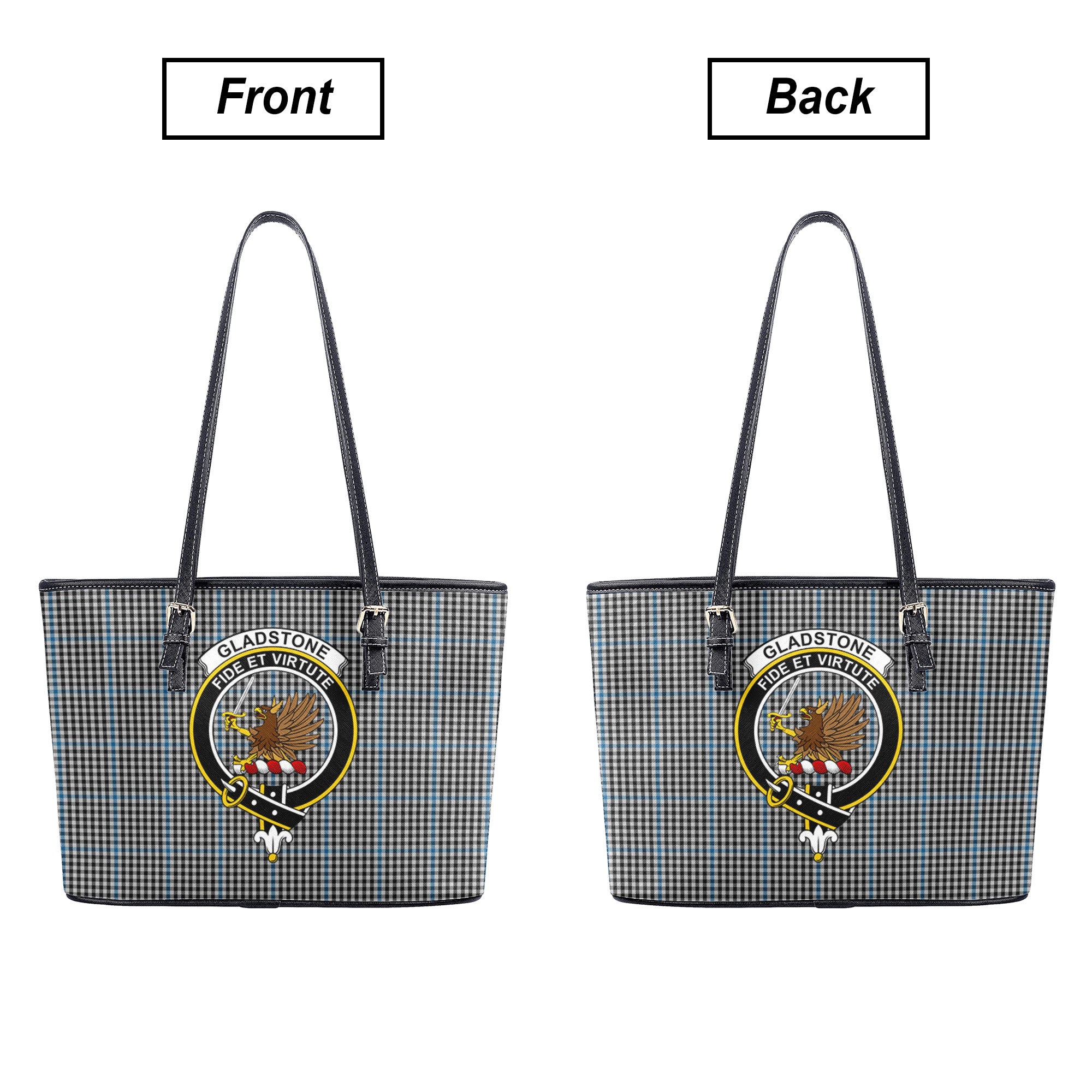 Gladstone Tartan Crest Leather Tote Bag