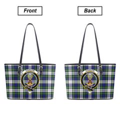 Gordon Dress Modern Tartan Crest Leather Tote Bag