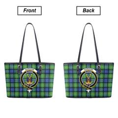 Gordon Old Ancient Tartan Crest Leather Tote Bag