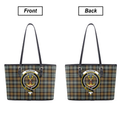 Gordon Weathered Tartan Crest Leather Tote Bag