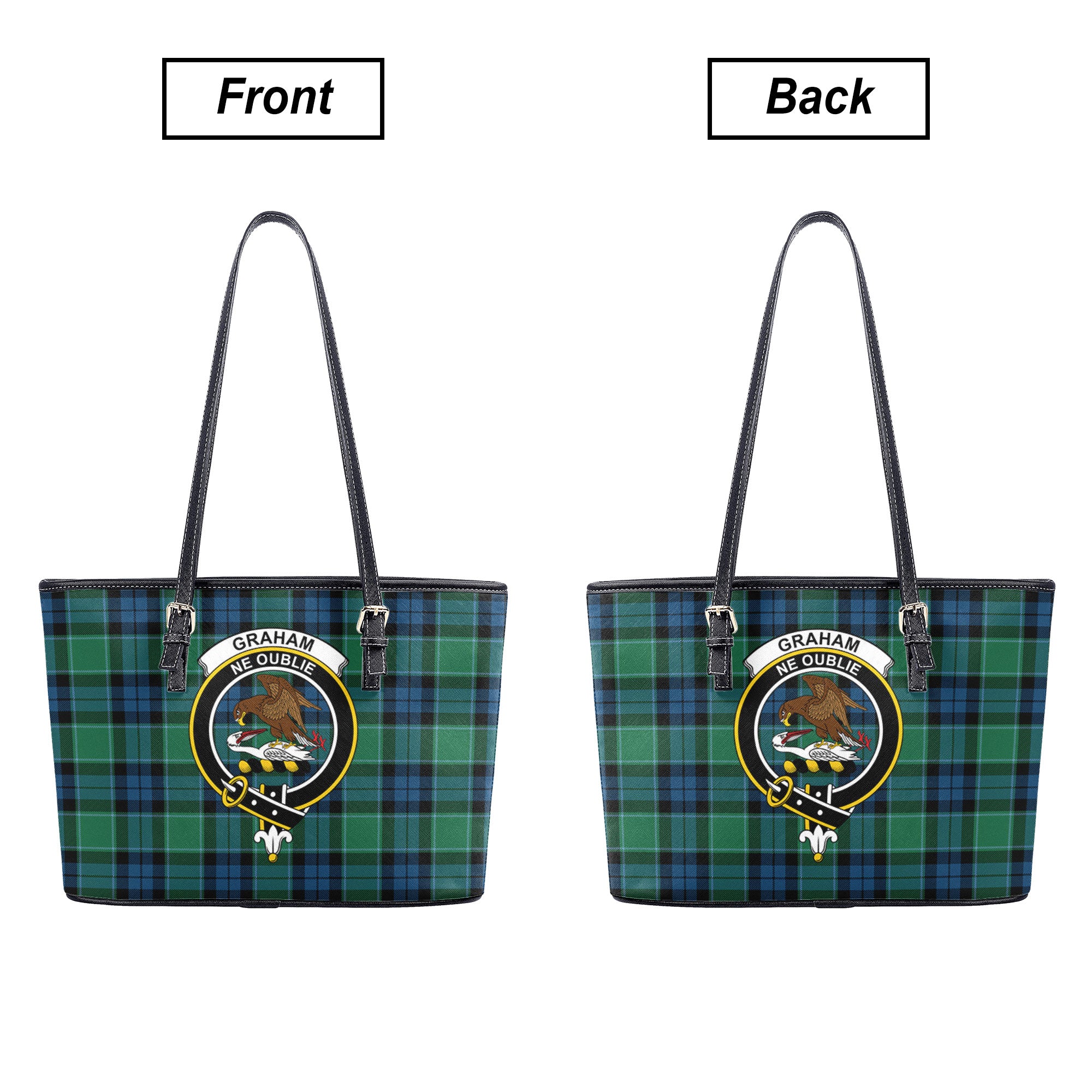 Graham of Menteith Ancient Tartan Crest Leather Tote Bag