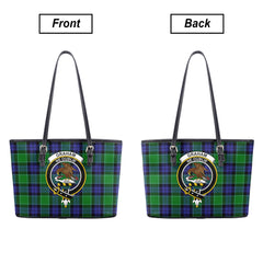 Graham of Menteith Modern Tartan Crest Leather Tote Bag