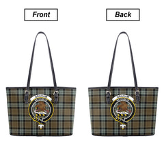 Graham of Menteith Weathered Tartan Crest Leather Tote Bag