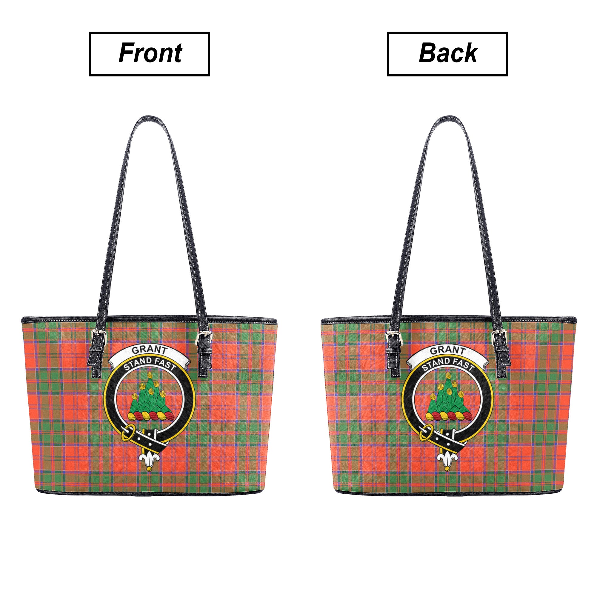 Grant Ancient Tartan Crest Leather Tote Bag