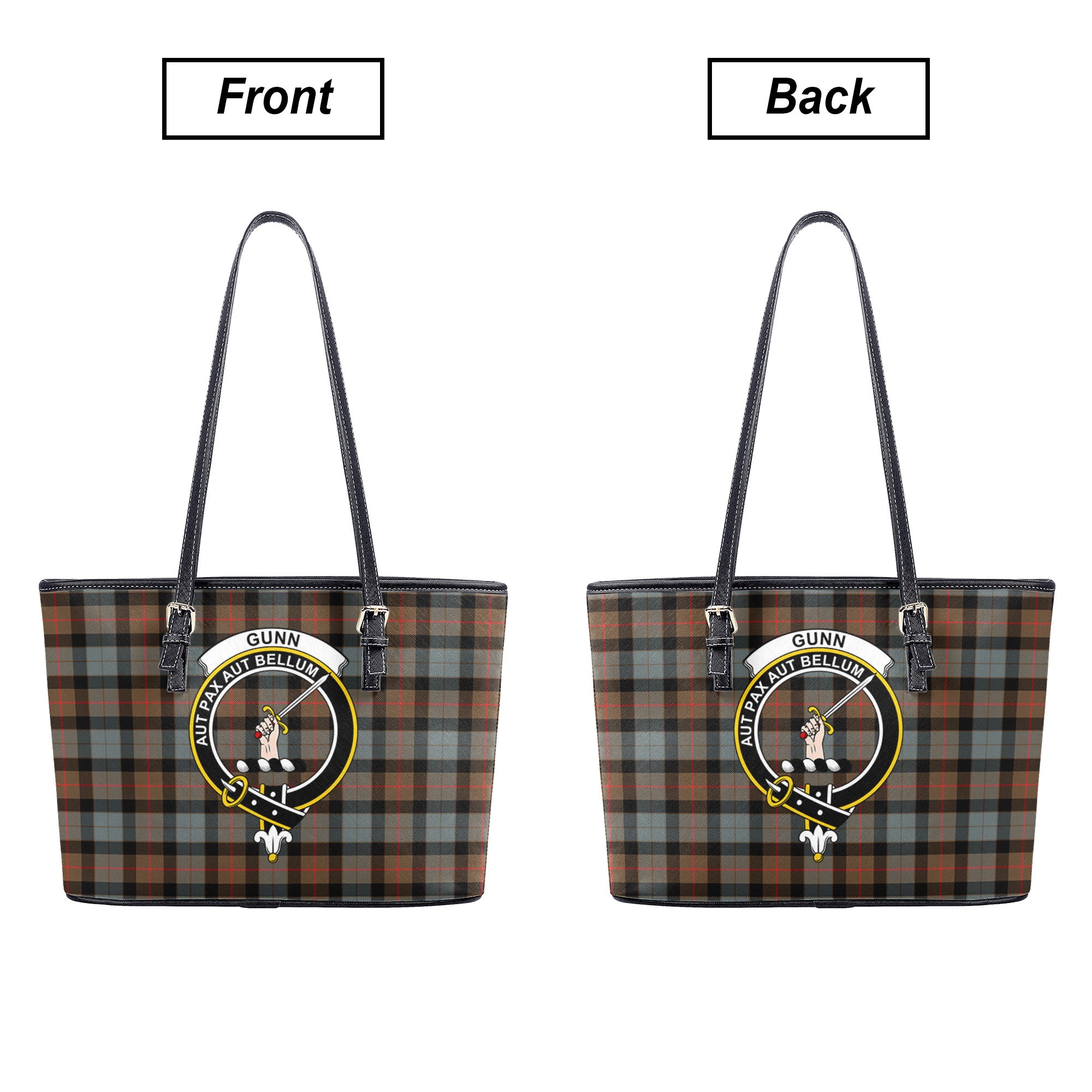 Gunn Weathered Tartan Crest Leather Tote Bag