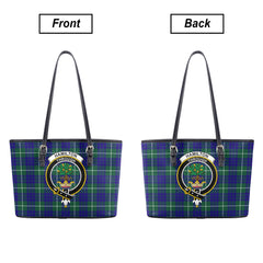 Hamilton Hunting Modern Tartan Crest Leather Tote Bag