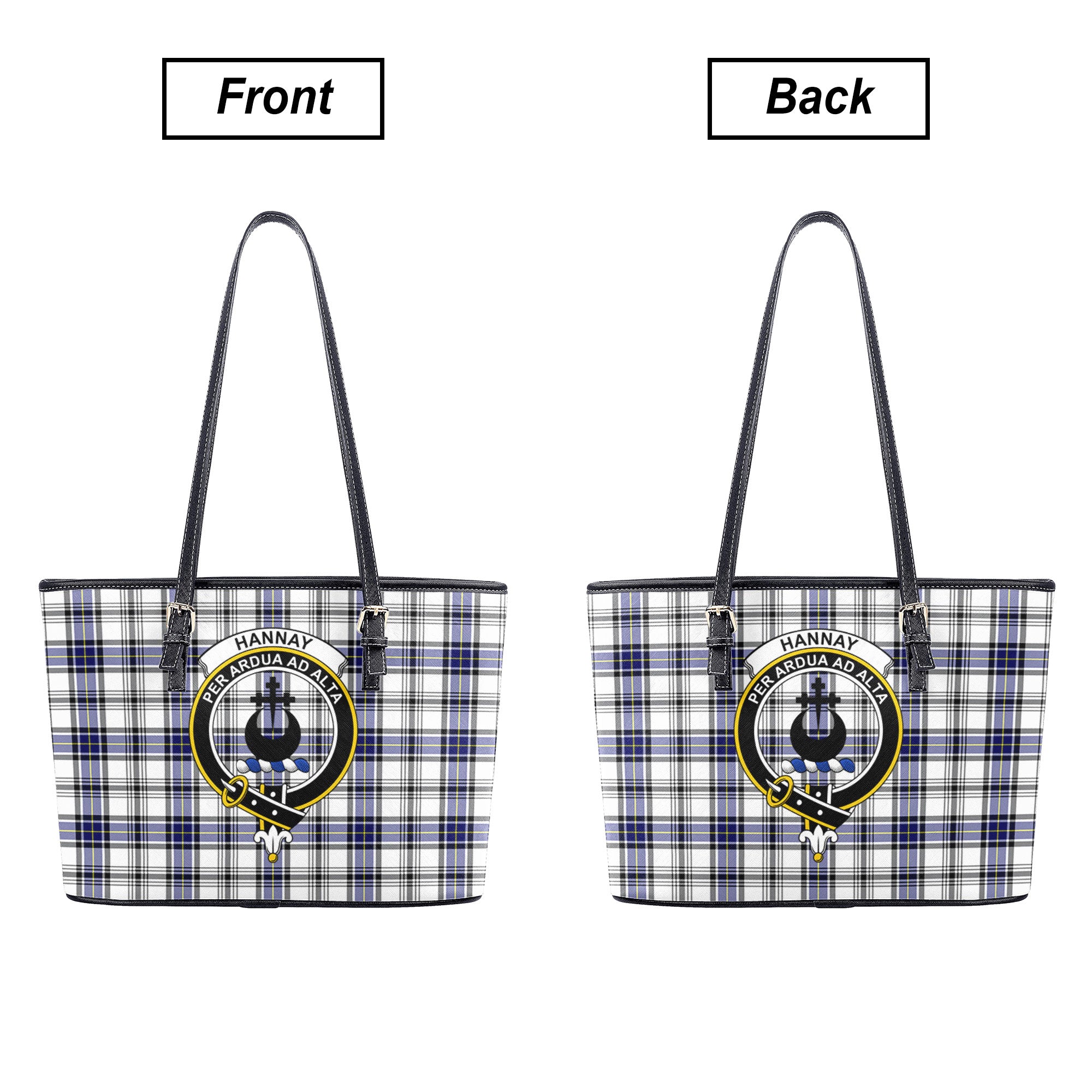 Hannay Modern Tartan Crest Leather Tote Bag