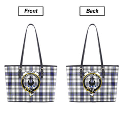 Hannay Modern Tartan Crest Leather Tote Bag