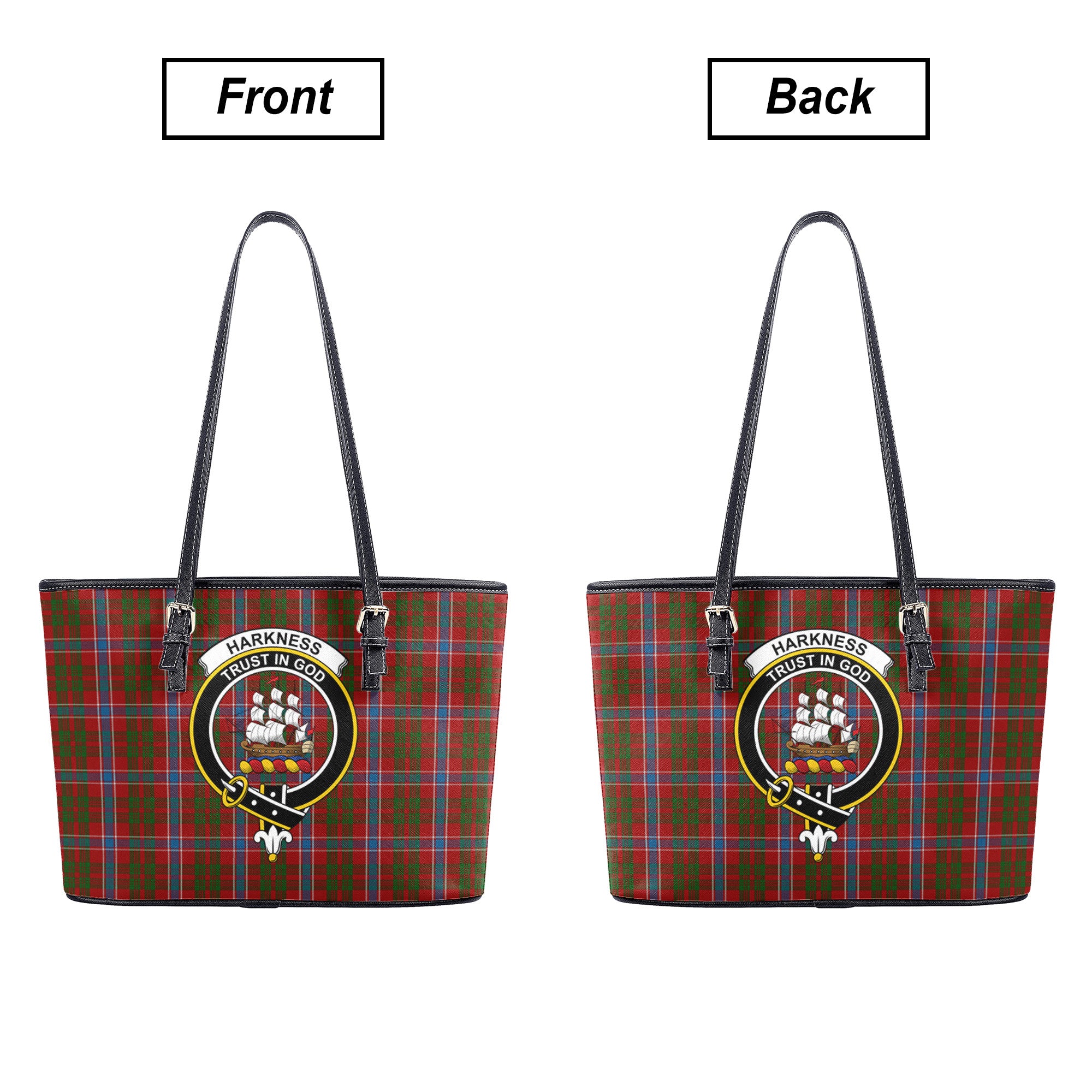 Harkness Dress Tartan Crest Leather Tote Bag