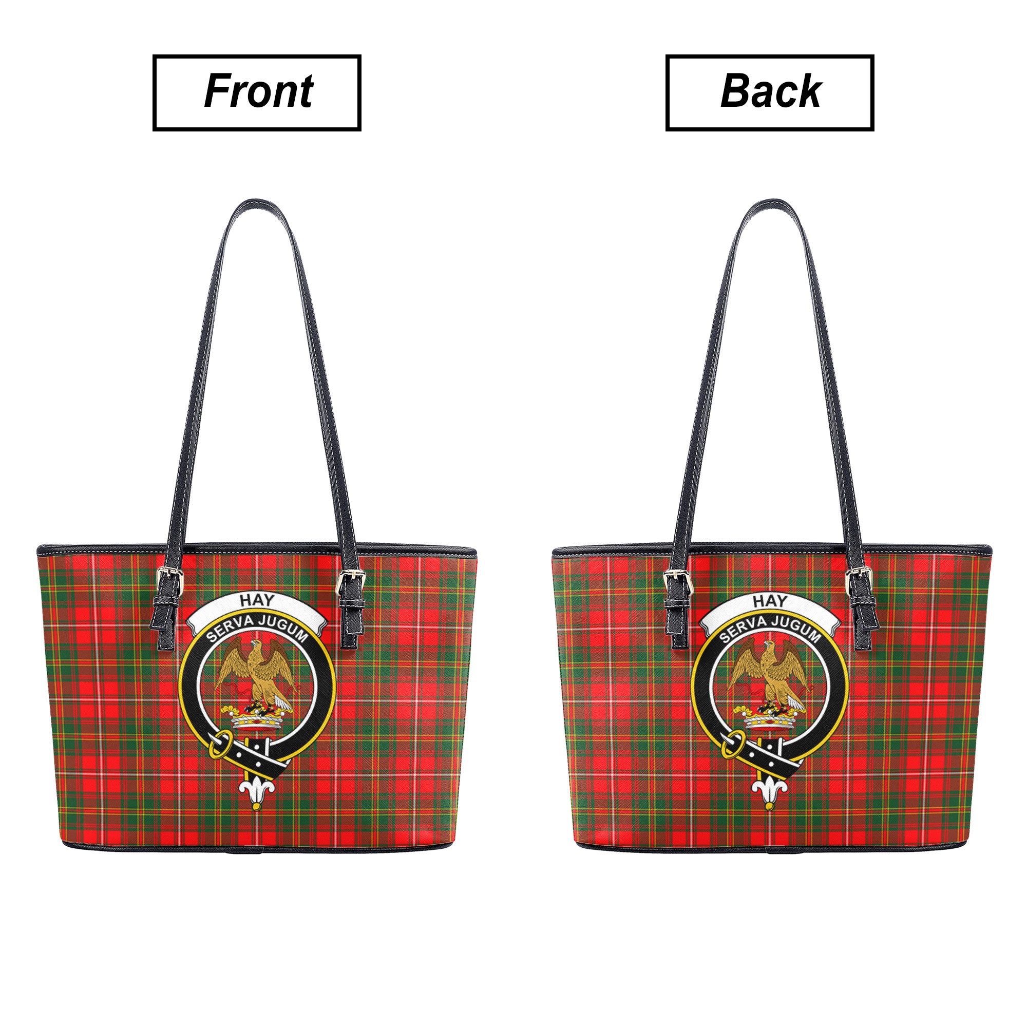 Hay Modern Tartan Crest Leather Tote Bag