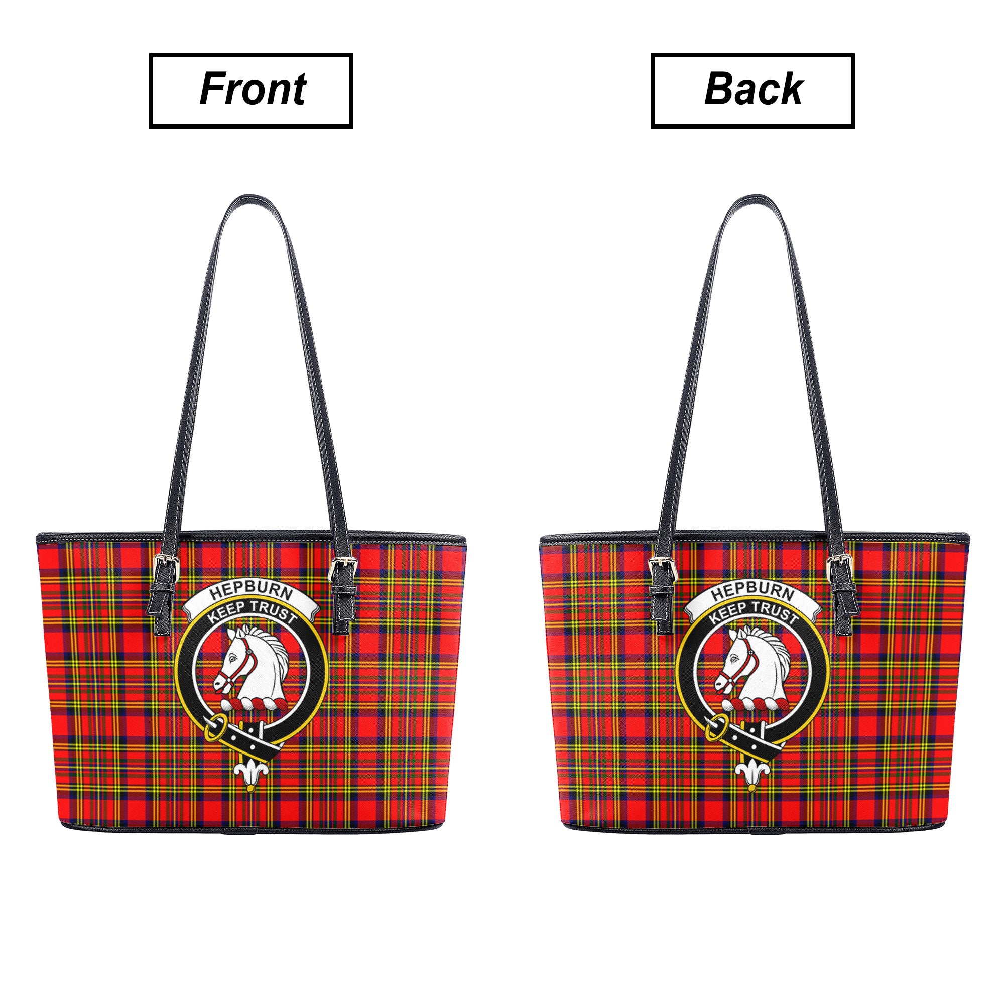 Hepburn Tartan Crest Leather Tote Bag