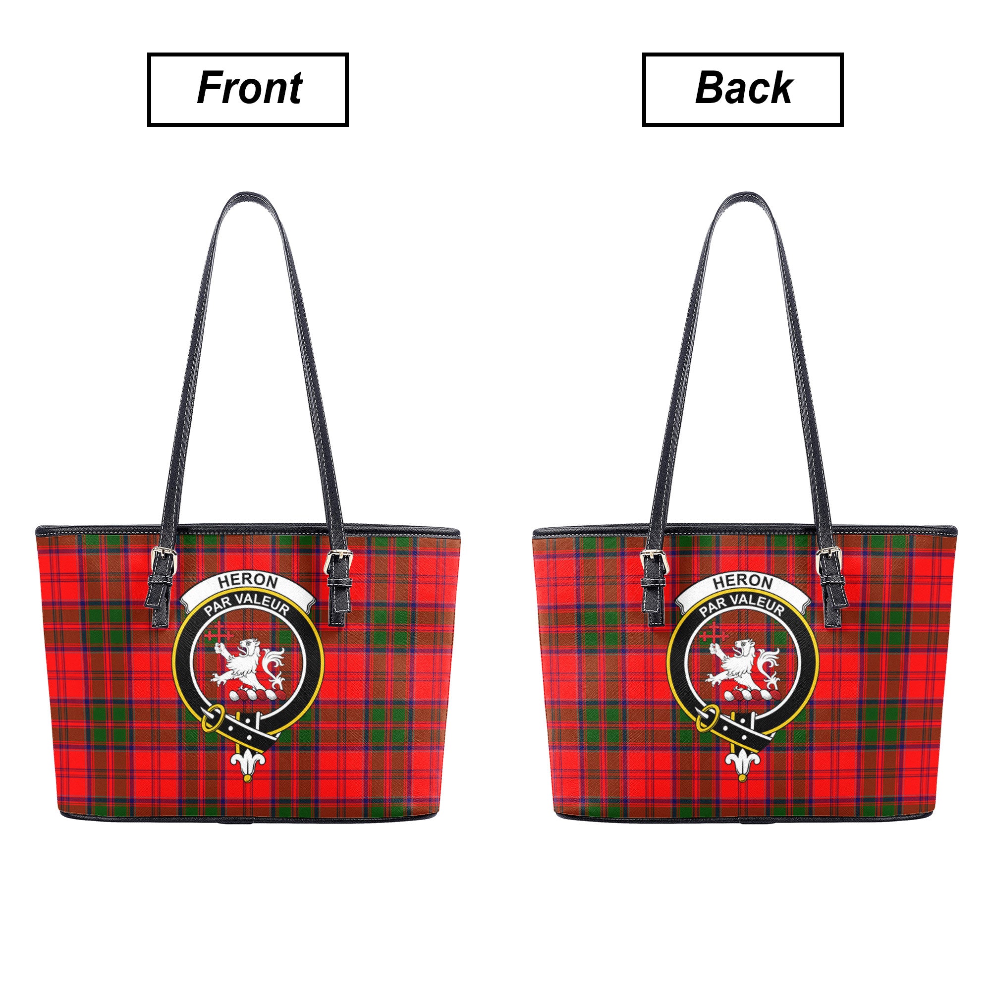 Heron Tartan Crest Leather Tote Bag