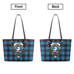 Home Ancient Tartan Crest Leather Tote Bag