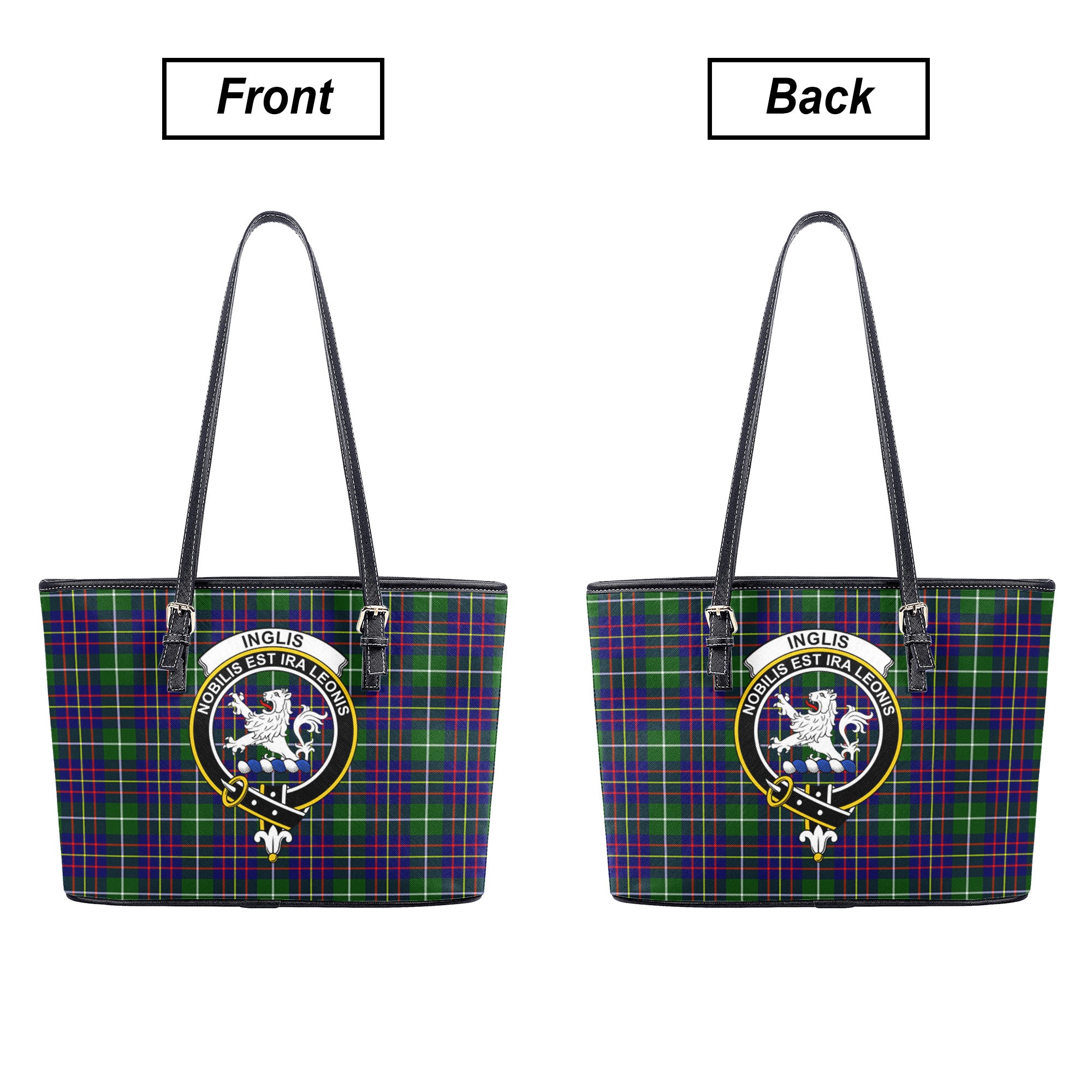 Inglis Modern Tartan Crest Leather Tote Bag