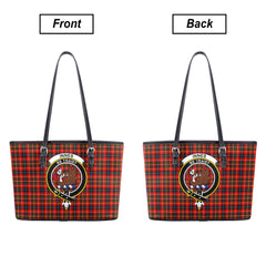 Innes Modern Tartan Crest Leather Tote Bag