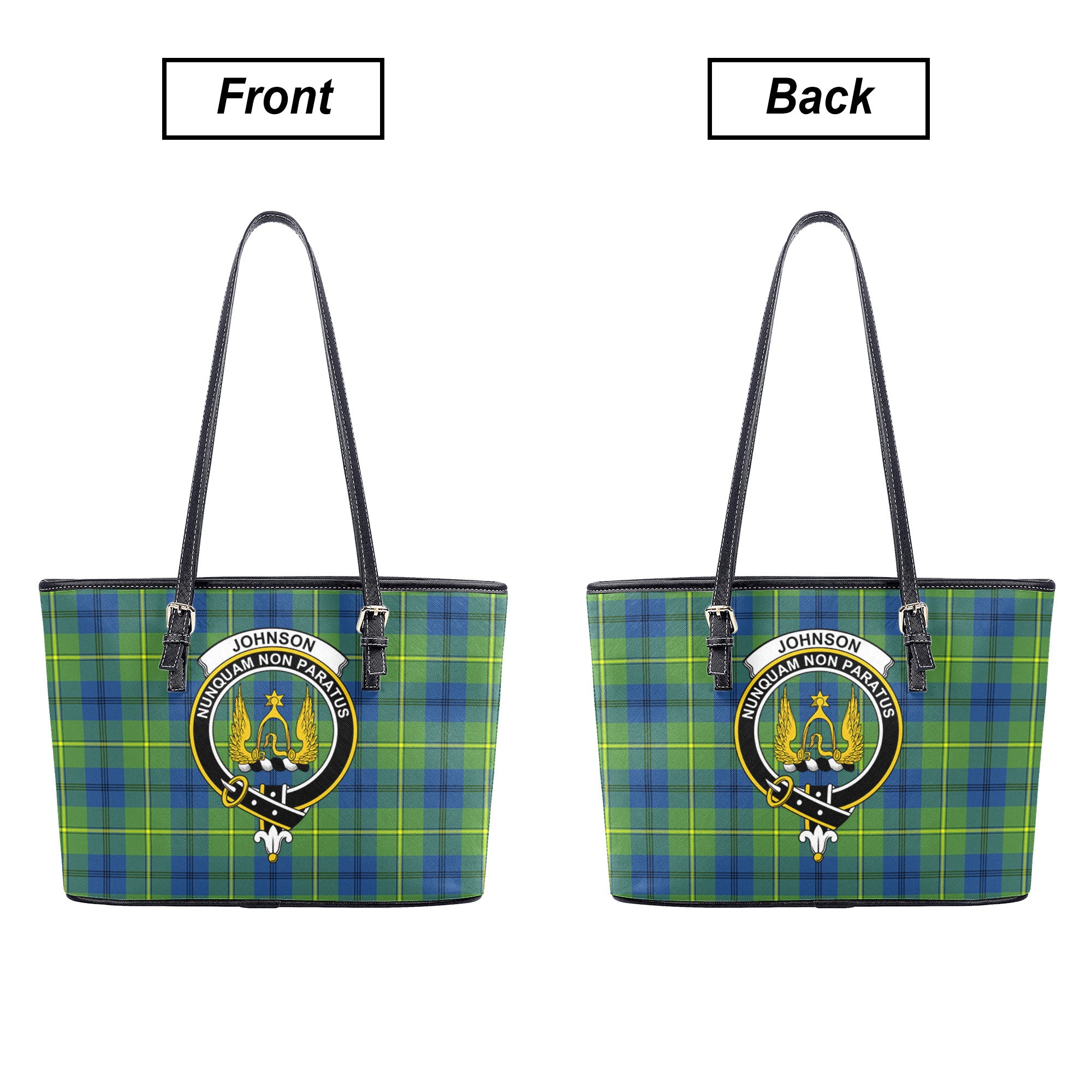 Johnson Ancient Tartan Crest Leather Tote Bag