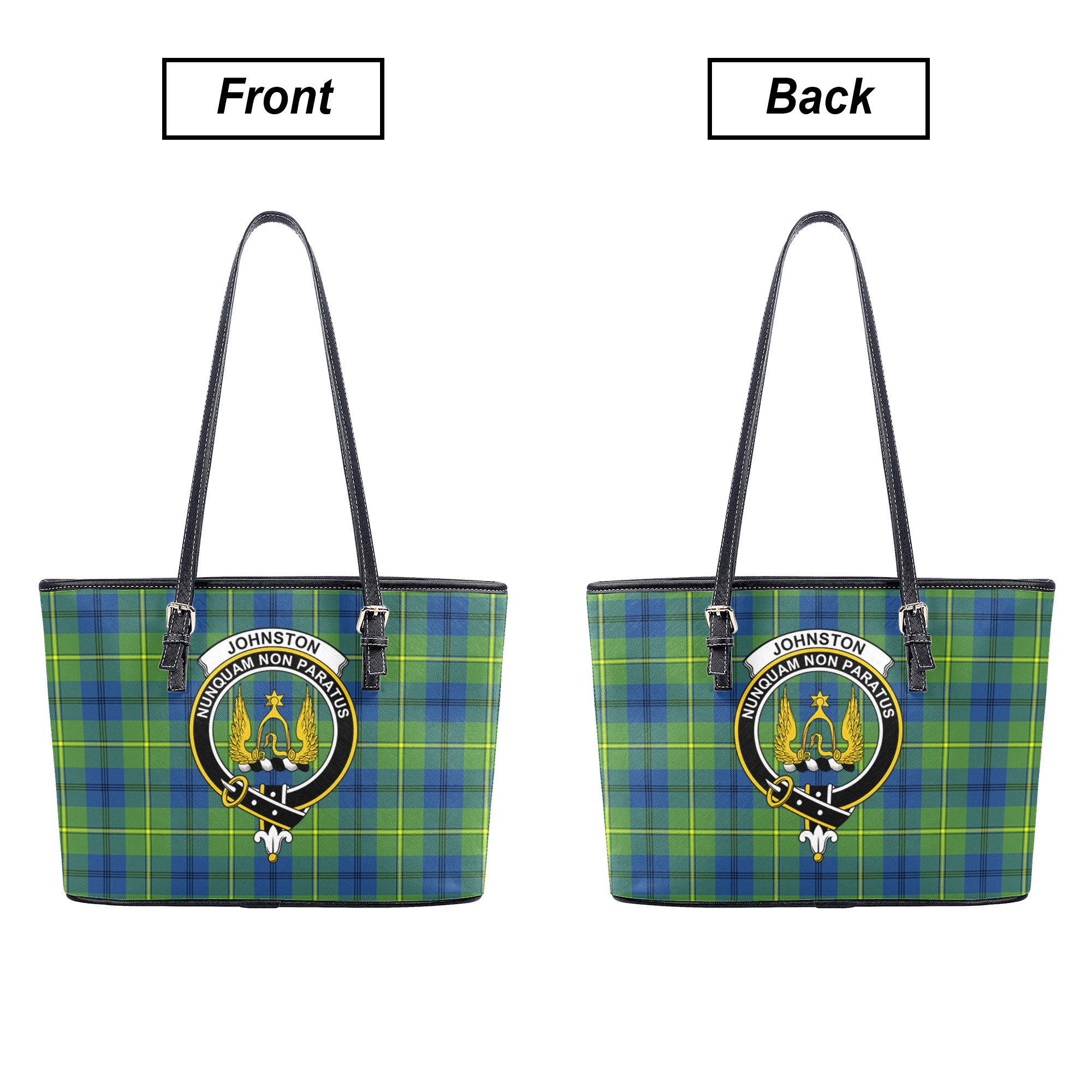 Johnston Ancient Tartan Crest Leather Tote Bag