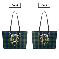 Johnstone Modern Tartan Crest Leather Tote Bag