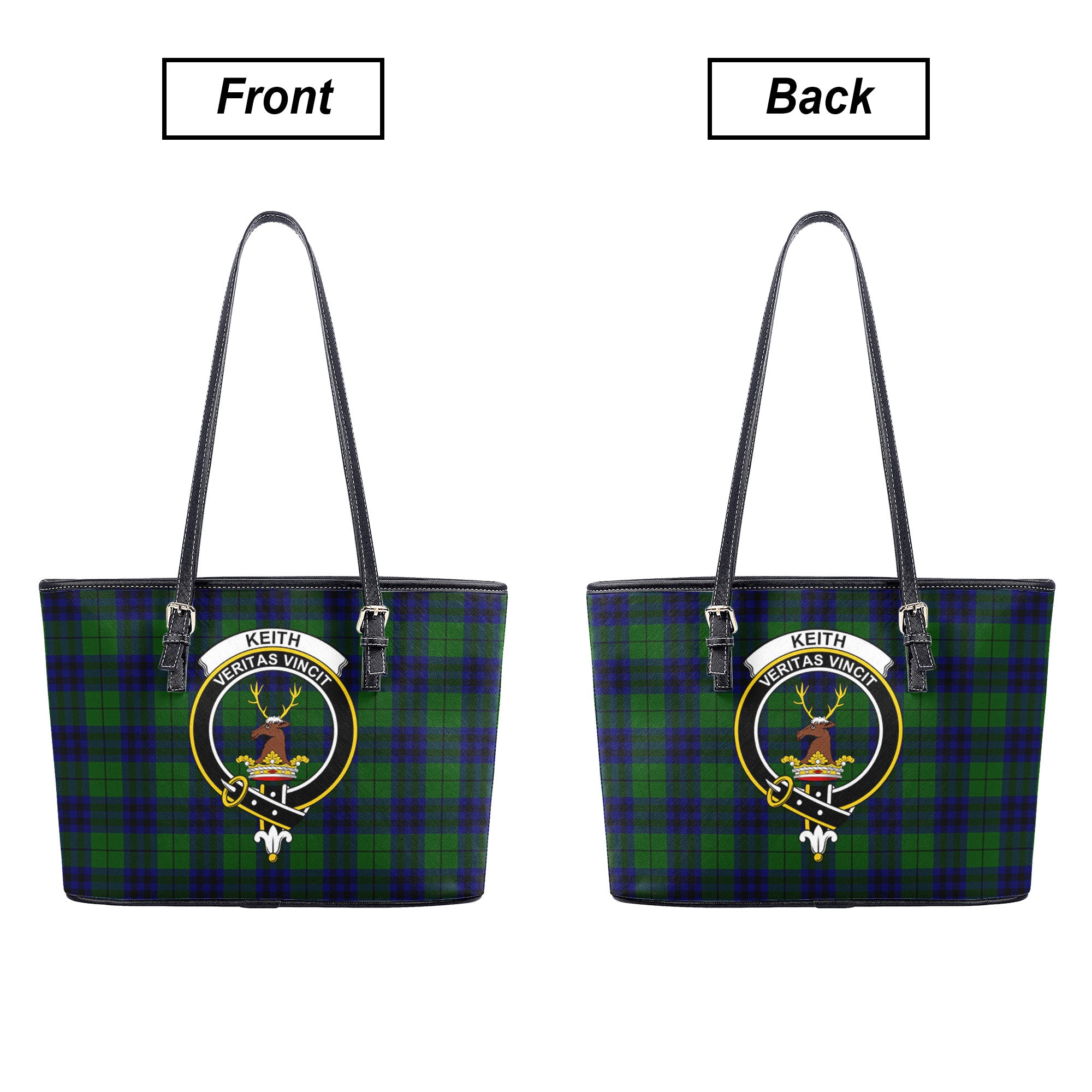 Keith Modern Tartan Crest Leather Tote Bag