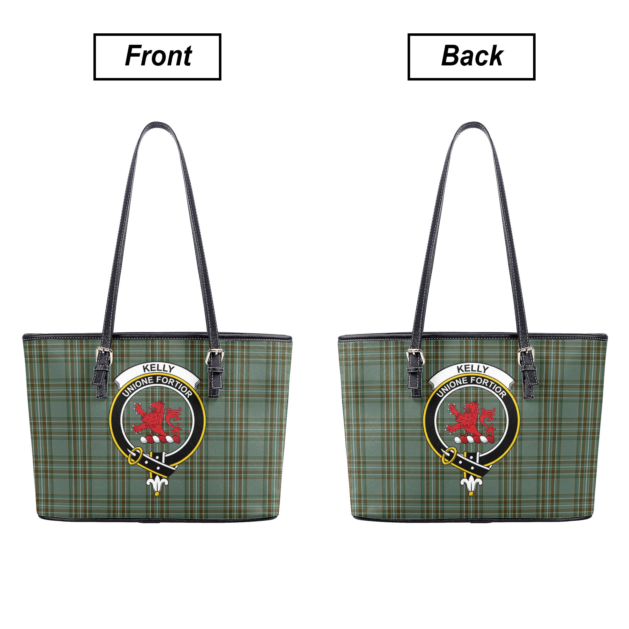 Kelly Dress Tartan Crest Leather Tote Bag