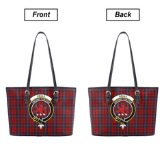 Kelly of Sleat Red Tartan Crest Leather Tote Bag