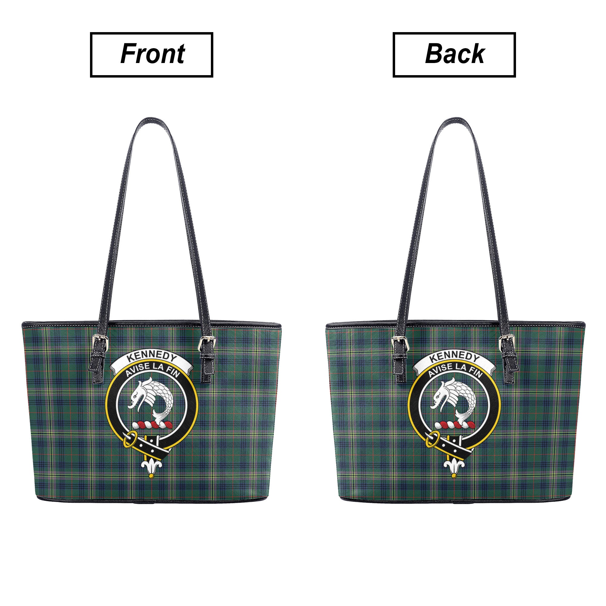 Kennedy Modern Tartan Crest Leather Tote Bag