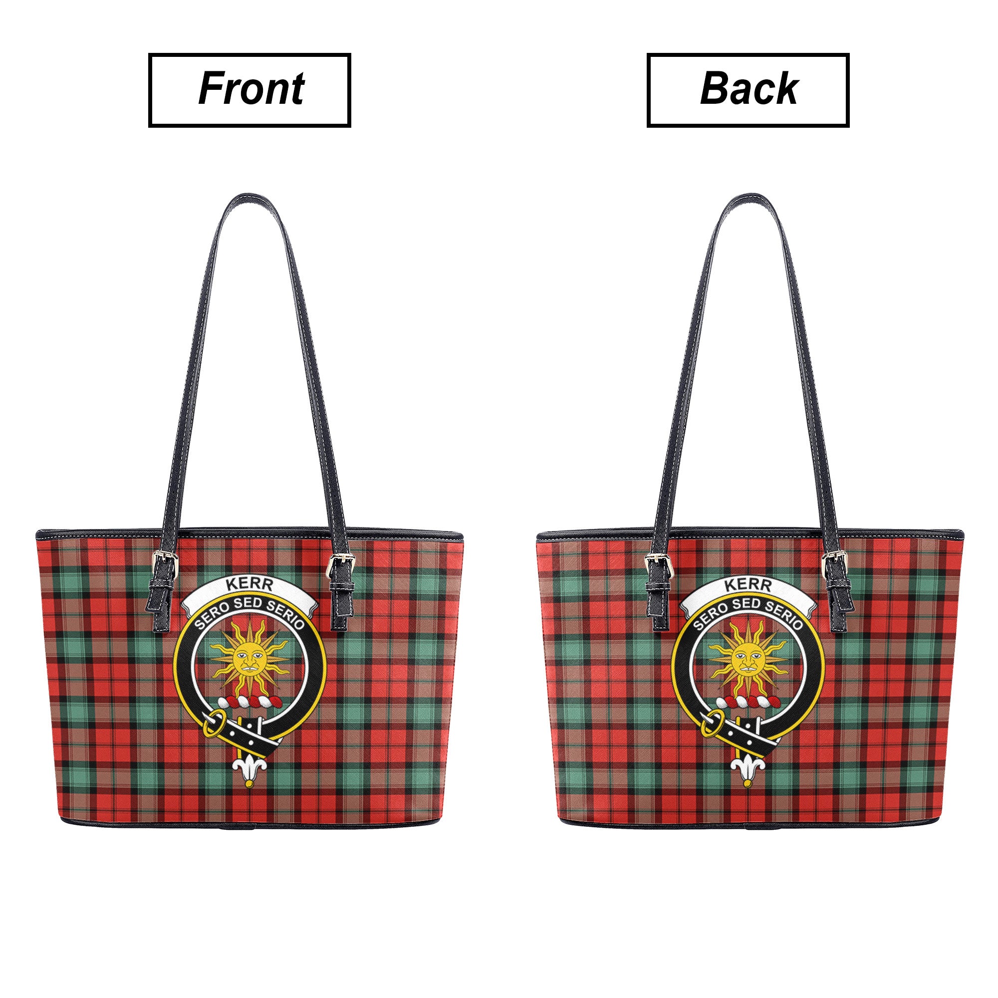 Kerr Ancient Tartan Crest Leather Tote Bag