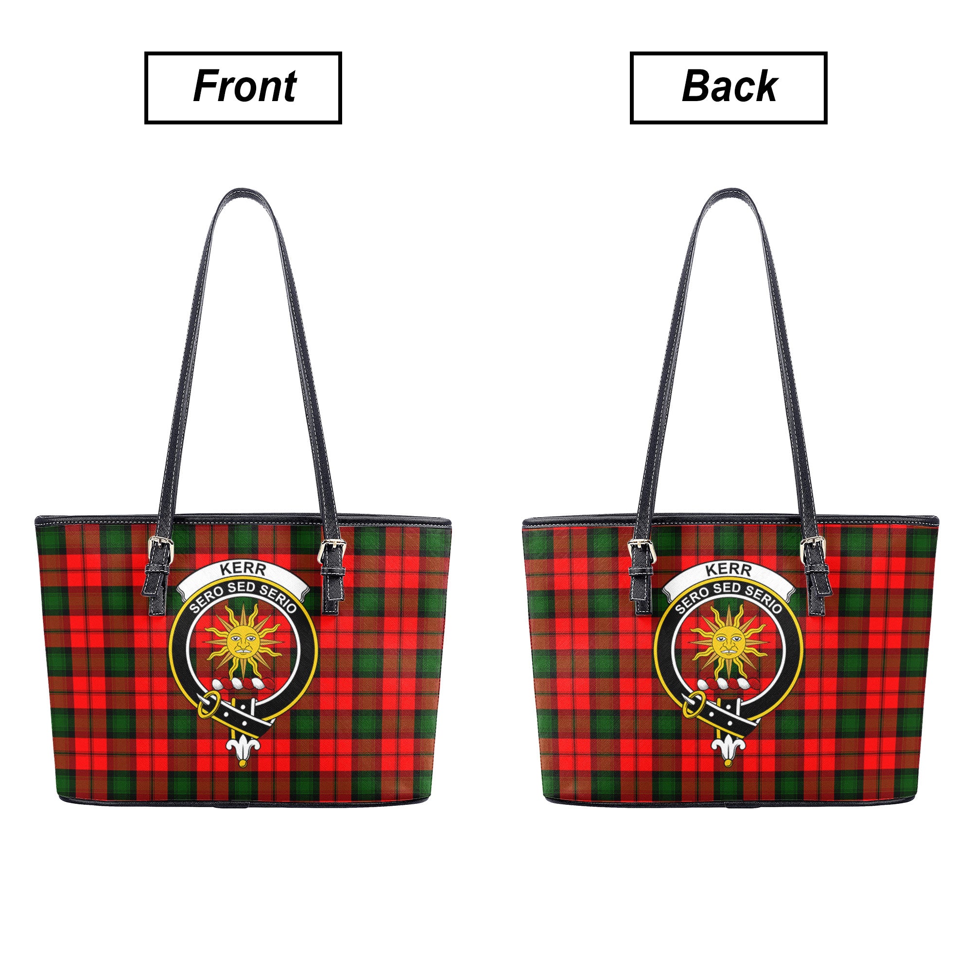 Kerr Modern Tartan Crest Leather Tote Bag