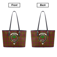 Kinninmont Tartan Crest Leather Tote Bag