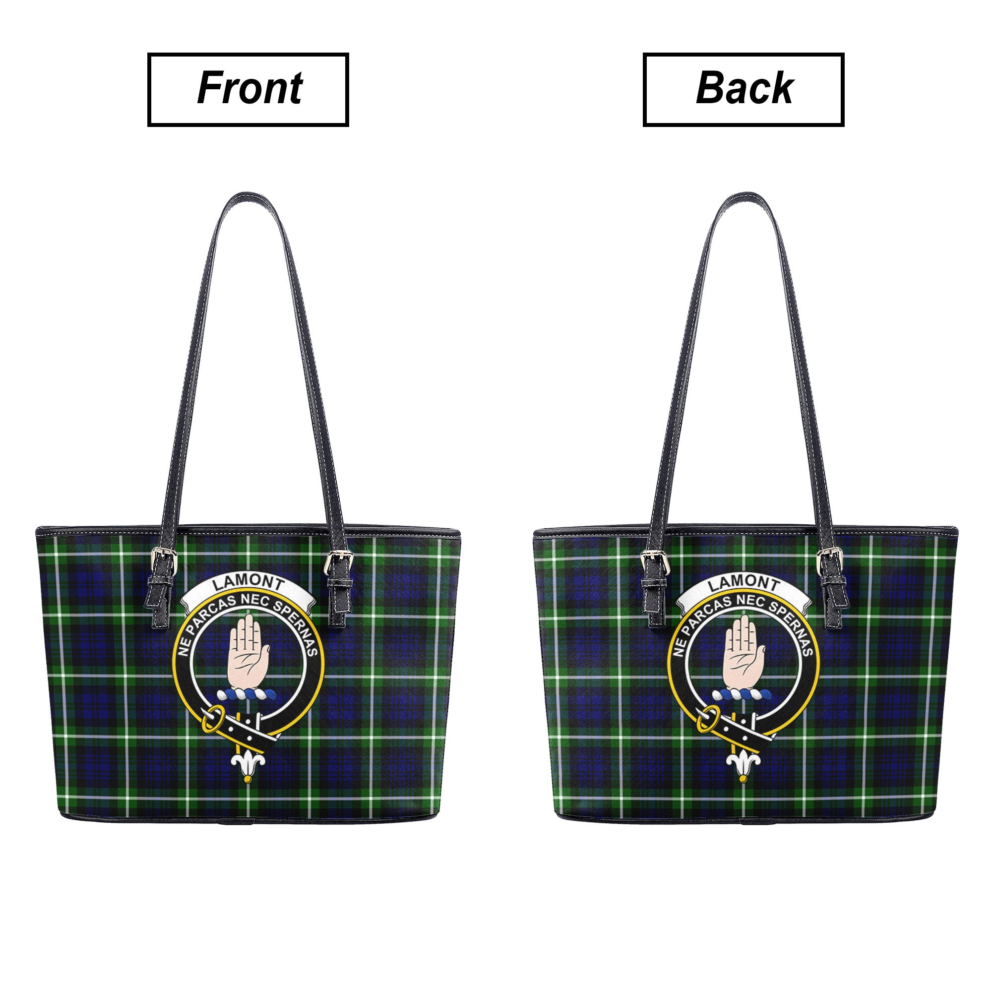 Lamont Modern Tartan Crest Leather Tote Bag