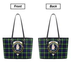 Lamont Modern Tartan Crest Leather Tote Bag