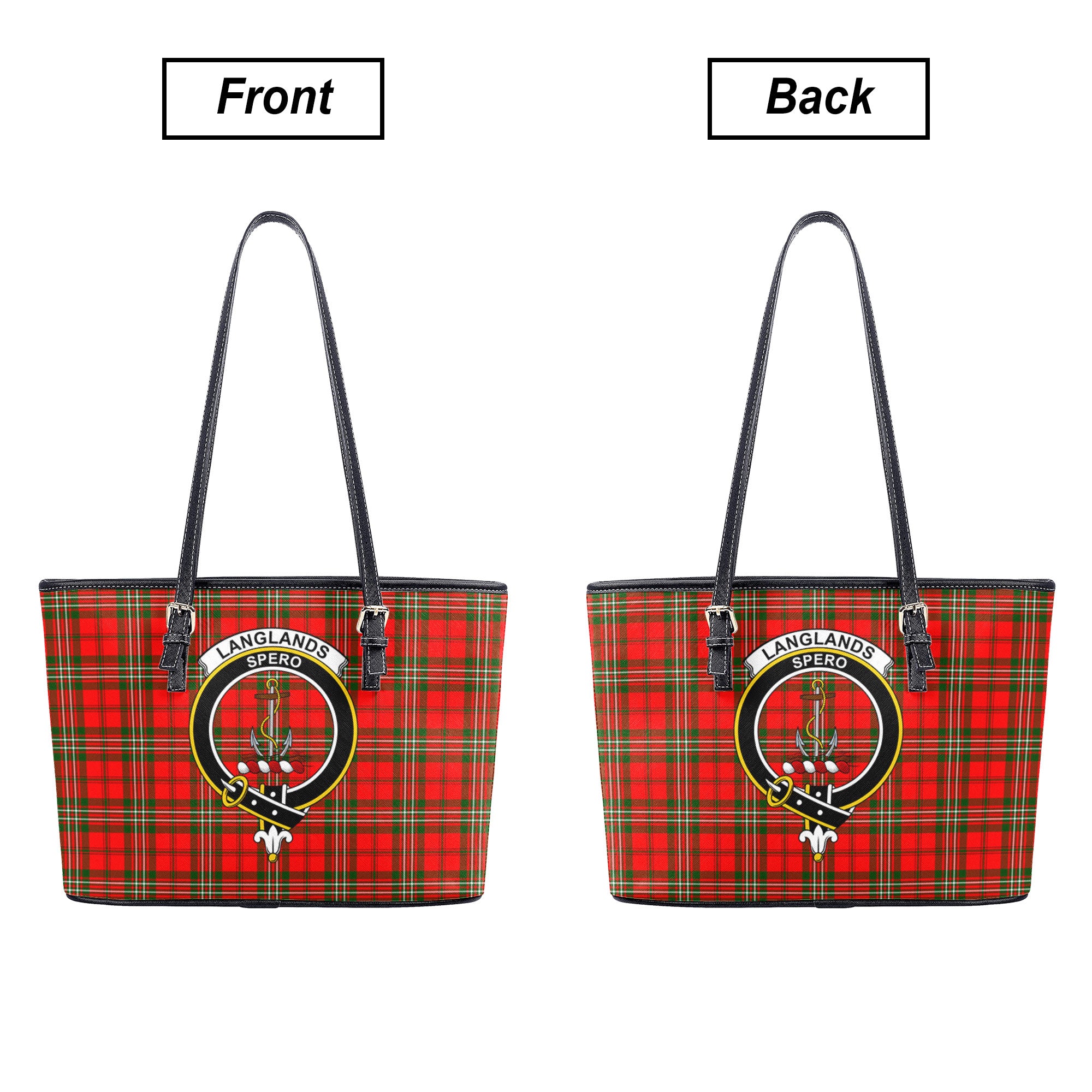 Langlands Tartan Crest Leather Tote Bag