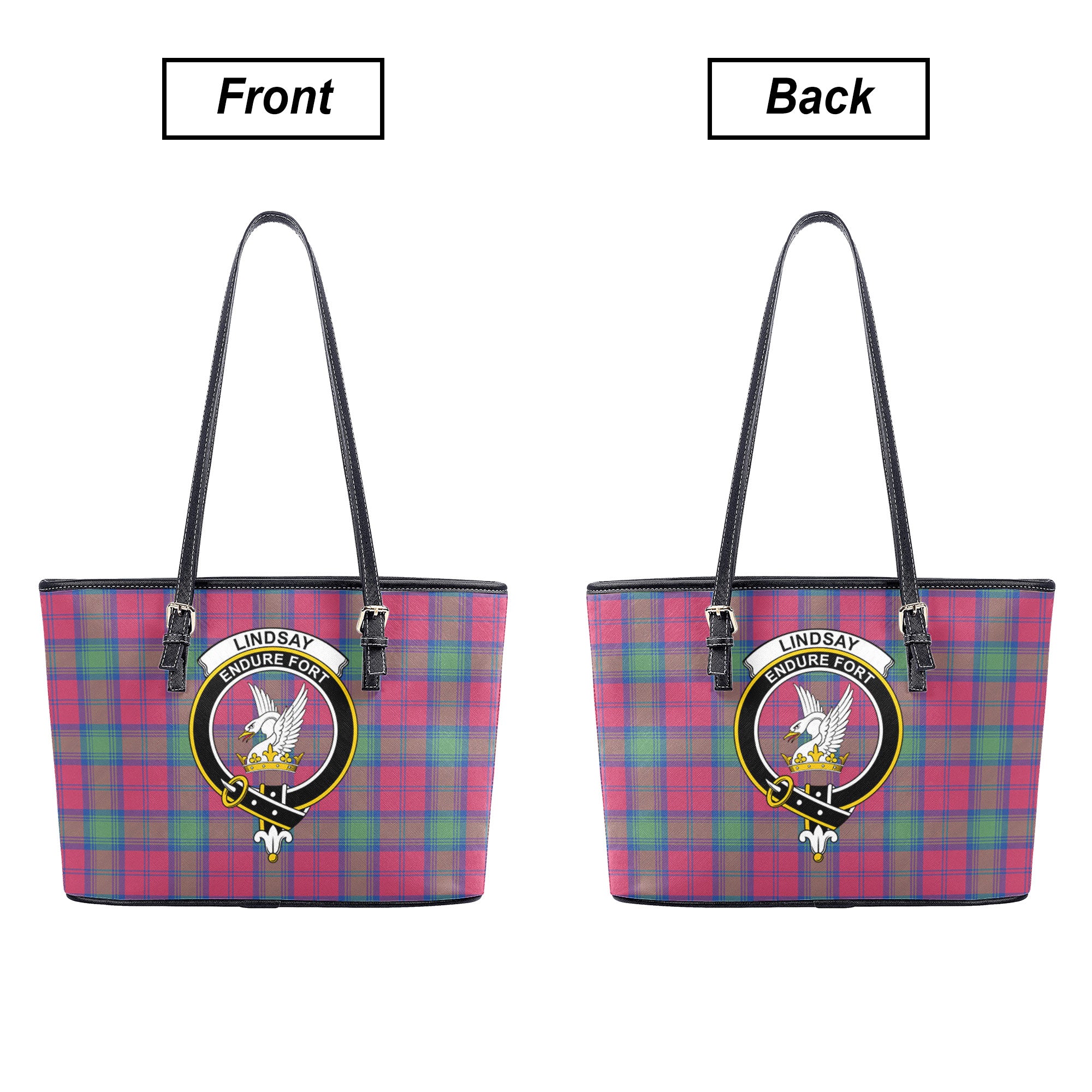 Lindsay Ancient Tartan Crest Leather Tote Bag