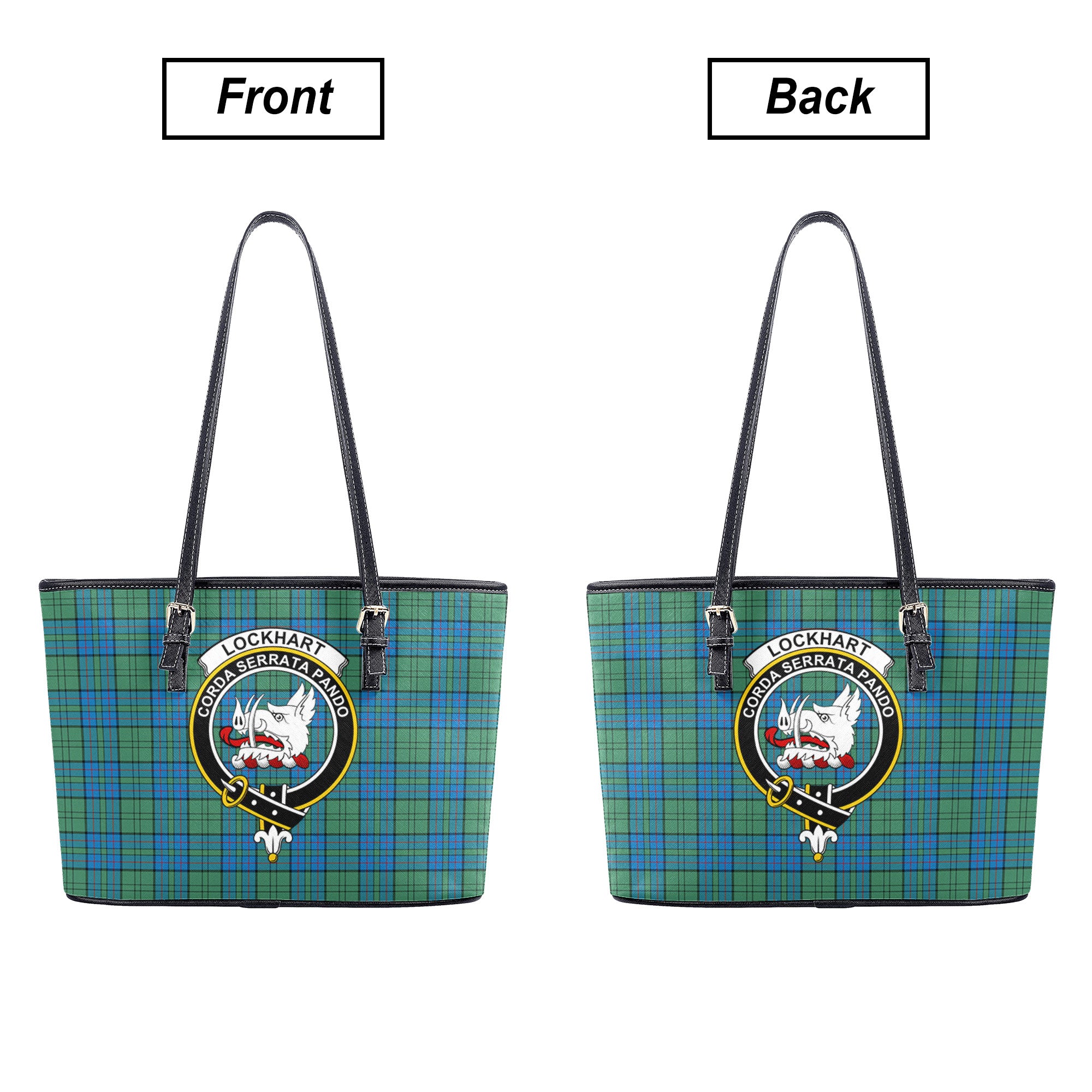 Lockhart Tartan Crest Leather Tote Bag