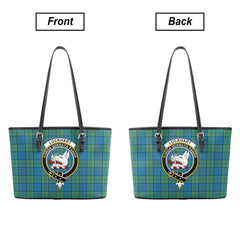 Lockhart Tartan Crest Leather Tote Bag