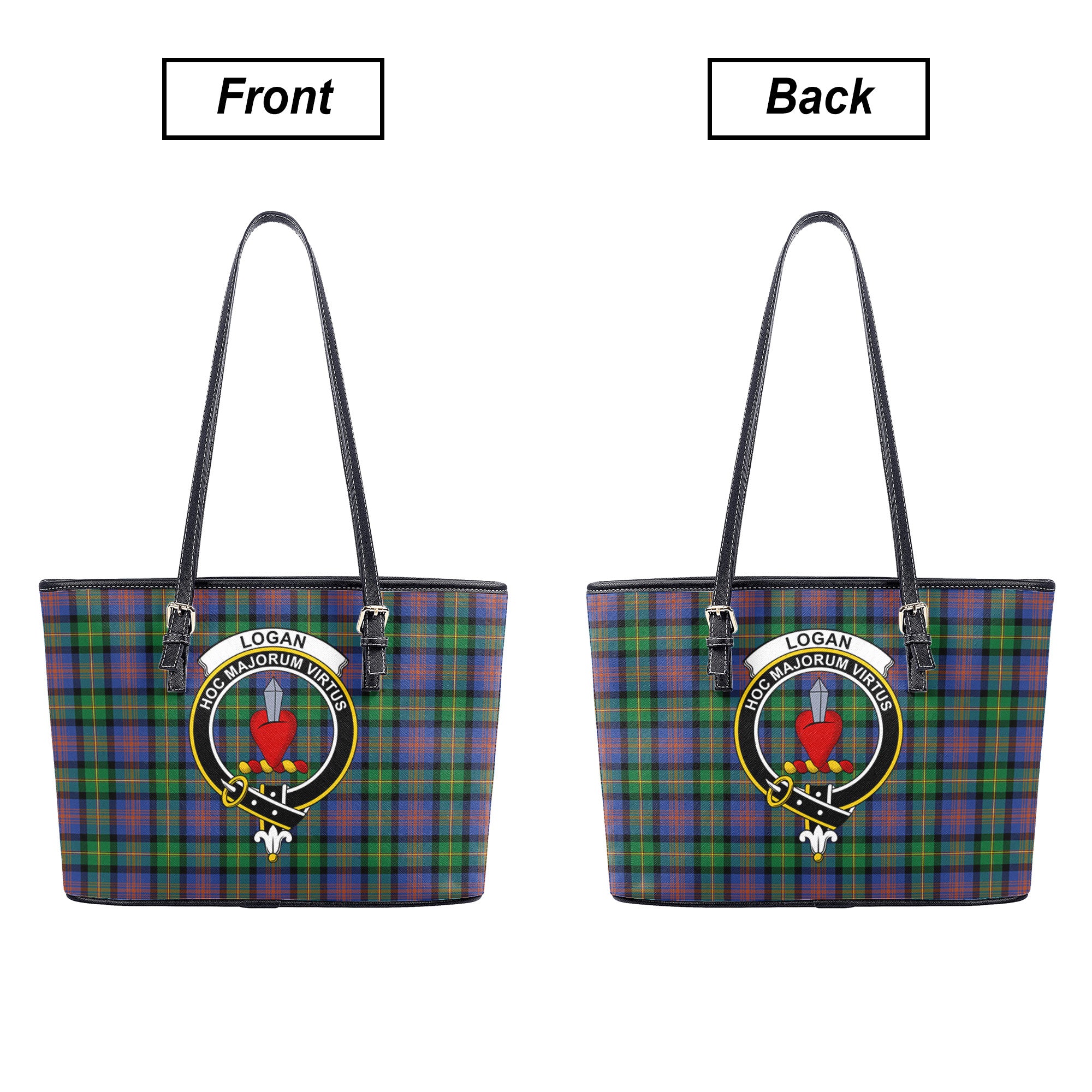 Logan Ancient Tartan Crest Leather Tote Bag