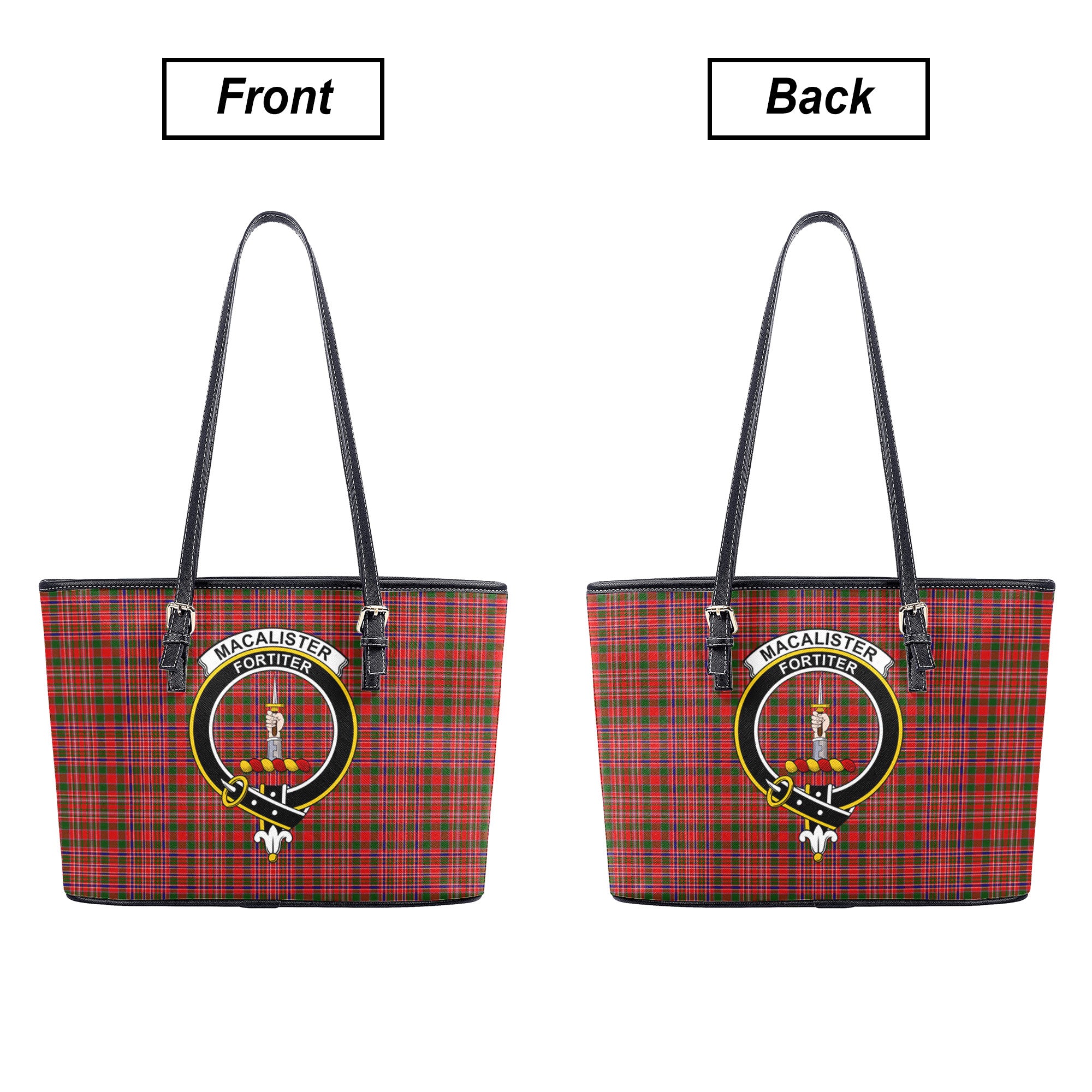 MacAlister Modern Tartan Crest Leather Tote Bag