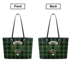 MacArthur Modern Tartan Crest Leather Tote Bag