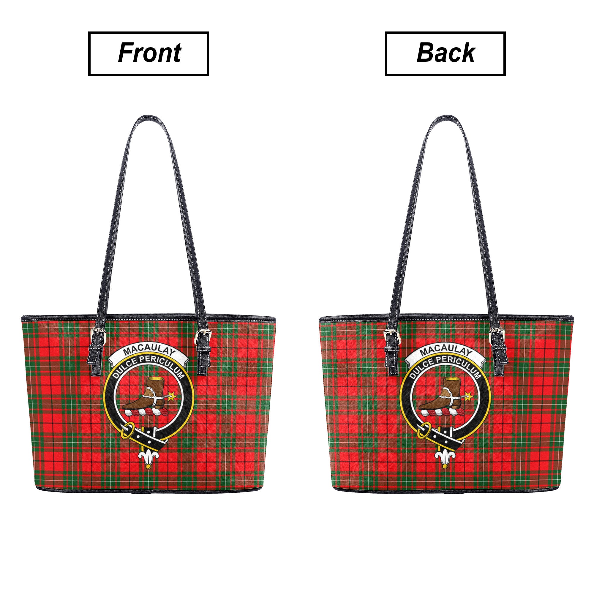 MacAulay Modern Tartan Crest Leather Tote Bag