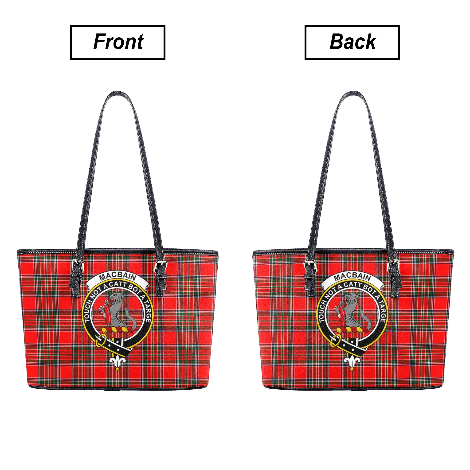 MacBain Tartan Crest Leather Tote Bag