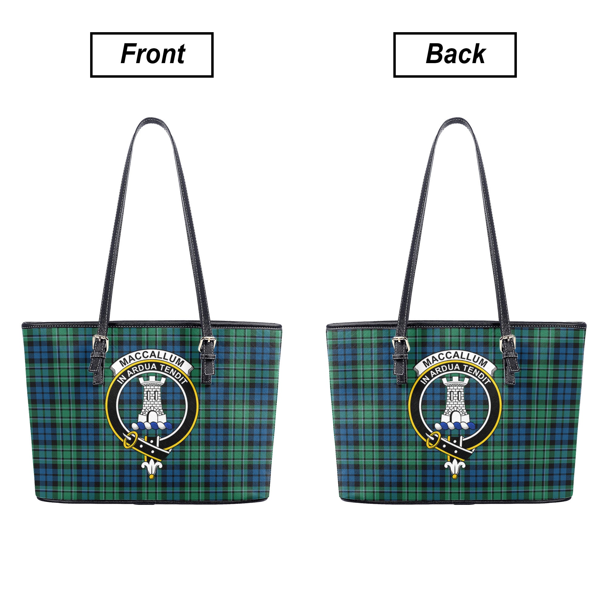 MacCallum Ancient Tartan Crest Leather Tote Bag