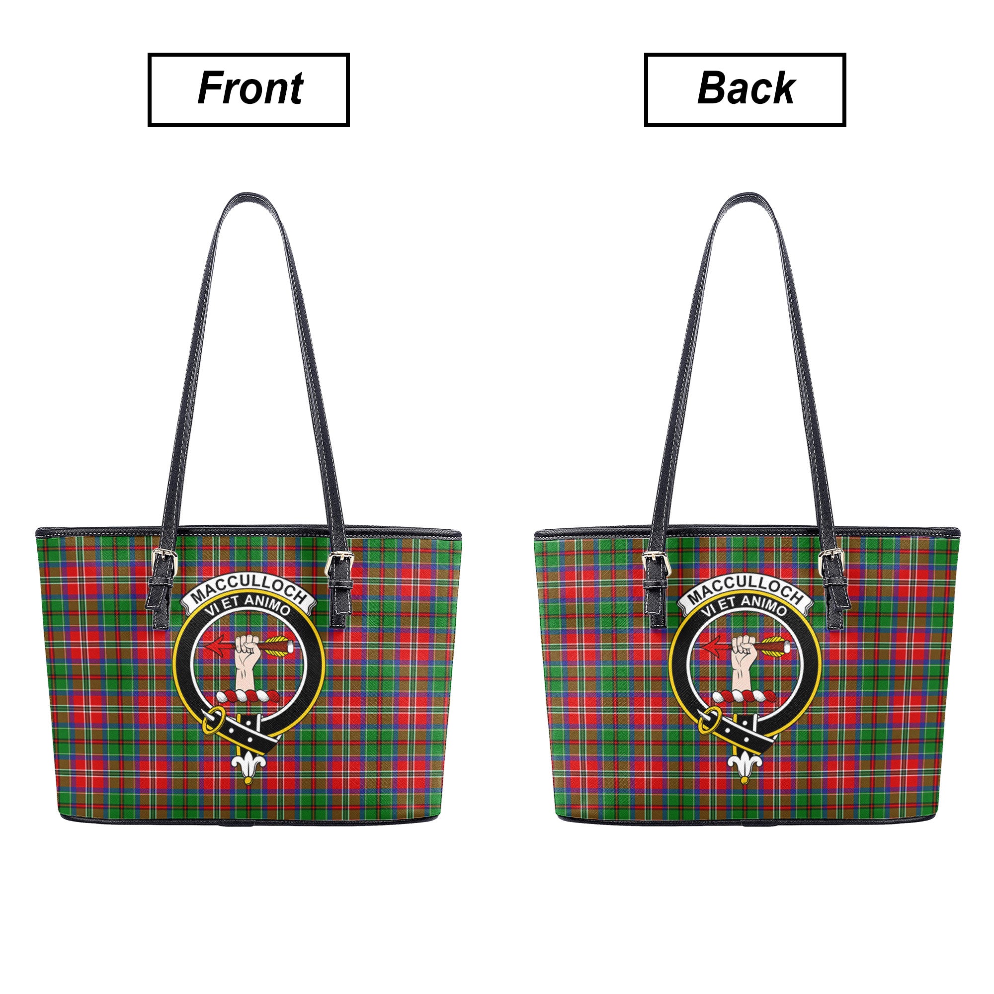 MacCulloch (McCulloch) Tartan Crest Leather Tote Bag