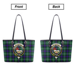 MacDonald of the Isles Hunting Modern Tartan Crest Leather Tote Bag