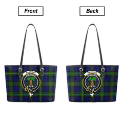 MacEwan Modern Tartan Crest Leather Tote Bag