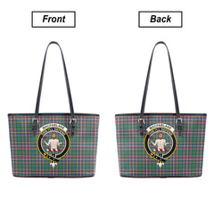 MacFarlane Hunting Ancient Tartan Crest Leather Tote Bag