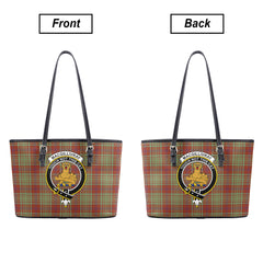 MacGillivray Hunting Ancient Tartan Crest Leather Tote Bag